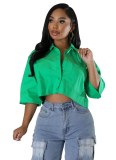 Fashionable Design Short-sleeved Belly Button Cardigan Top