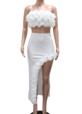 Summer Women'S Suspender Top Ruffle Skirt Sexy Two-Piece Suit