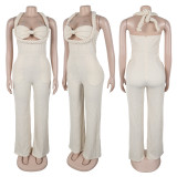 New Style Braided Suspender Sleeveless Loose Straight Jumpsuit