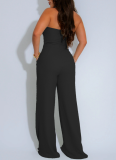 New Style Braided Suspender Sleeveless Loose Straight Jumpsuit
