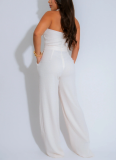 New Style Braided Suspender Sleeveless Loose Straight Jumpsuit