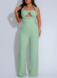 New Style Braided Suspender Sleeveless Loose Straight Jumpsuit