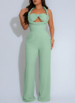 New Style Braided Suspender Sleeveless Loose Straight Jumpsuit