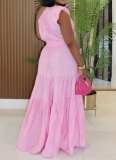 New Linen Women'S Fashion Temperament Solid Color Oblique Shoulder Dress