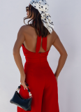 Wide Leg Cutout Halter Neck Jumpsuit