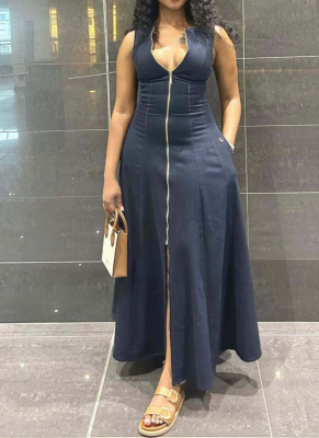 Sleeveless Casual Temperament Zipper Women's Dress