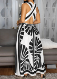 Women'S Sexy Deep V Sleeveless Printed Dress