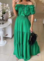 Admit Your Feelings Off Shoulder Smocked Waist Maxi Dress