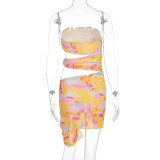 Sexy Beach Vacation Style One-shoulder Tube Top Hip Dress
