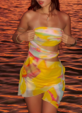 Sexy Beach Vacation Style One-shoulder Tube Top Hip Dress