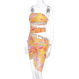 Sexy Beach Vacation Style One-shoulder Tube Top Hip Dress