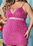 Summer New Plush Tassel Waist Plus Size Fat MM Dress