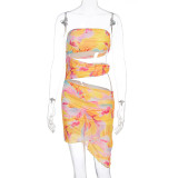 Sexy Beach Vacation Style One-shoulder Tube Top Hip Dress