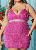 Summer New Plush Tassel Waist Plus Size Fat MM Dress