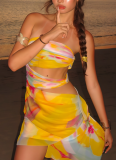 Sexy Beach Vacation Style One-shoulder Tube Top Hip Dress