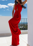 Wide Leg Cutout Halter Neck Jumpsuit