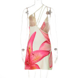 2025 Summer New Swing Collar One Shoulder Crossbody Sexy Print Dress