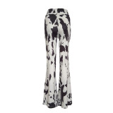 Fashion Printed High Waist Casual Flared Cow Pants