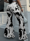 Fashion Printed High Waist Casual Flared Cow Pants