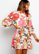 Summer Dresses with Sleeve Dresses Polyester 34 Sleeve Home Lady Cap Sleeve Dresses for Women Casual