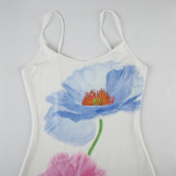 Sexy Printed Suspender Sleeveless Backless Slim Fit A-line Dress