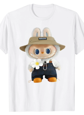 Labubu Printed Fashion Women'S Round Neck Short Sleeve Loose T-Shirt