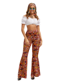 Fashion Wide-leg Flared Pants With Contrasting Print + Headscarf