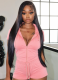 Sexy Sports Solid Color Hooded Zipper Short Sleeve Top Tight Drawstring Shorts Two-Piece Set