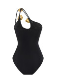 Sexy 3D Flower Decoration One-piece Swimsuit Short Skirt Two-piece Set