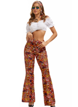 Fashion Wide-leg Flared Pants With Contrasting Print + Headscarf