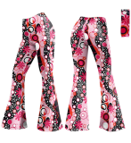 Fashion Wide-leg Flared Pants With Contrasting Print + Headscarf