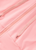 Sexy Sports Solid Color Hooded Zipper Short Sleeve Top Tight Drawstring Shorts Two-Piece Set