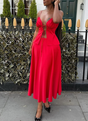 Sexy Strapless Top High Waist Skirt Set