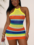 2025 Women's Summer Hollow Short Sweater Hip Dress