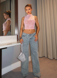 Sexy Diamond Hot Girl Breathable and Comfortable Vest