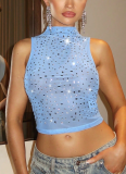 Sexy Diamond Hot Girl Breathable and Comfortable Vest