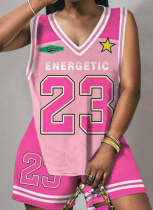 New Sports Digital Printing Vest Shorts Women'S Two-Piece Suit