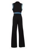 Women'S Ribbon Stitching Sleeveless Top And Denim Pants Two-Piece Set