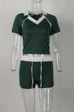 Summer Sports Short-sleeved Top Drawstring Shorts Set