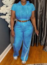 Sexy Casual Solid Color Patchwork Hooded Short Sleeve Two Pieces