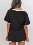 Fashionable Loose Sports Style Color Matching Short-sleeved Short Skirt Two-piece Suit