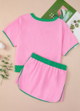 Fashionable Loose Sports Style Color Matching Short-sleeved Short Skirt Two-piece Suit