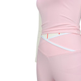 Contrast Color Cross Nude Running Fitness Yoga Wear Flared Pants Two-piece Set