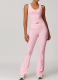 Contrast Color Cross Nude Running Fitness Yoga Wear Flared Pants Two-piece Set