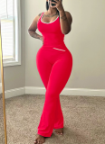 Contrast Color Cross Nude Running Fitness Yoga Wear Flared Pants Two-piece Set