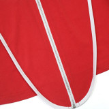 Casual Daily Stripe Zipper Contrast Zipper Collar Sleeveless Two Pieces