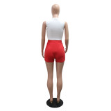 Casual Daily Stripe Zipper Contrast Zipper Collar Sleeveless Two Pieces
