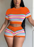 Fashion Knitted Sweater Hip-hugging Tight Shorts Two-piece Set