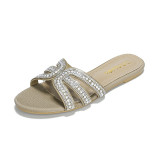 Fashionable Round-toe Rhinestone Sandals