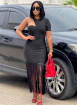 Summer New Style One-Sleeve Tassel Sexy Hip Dress For Women